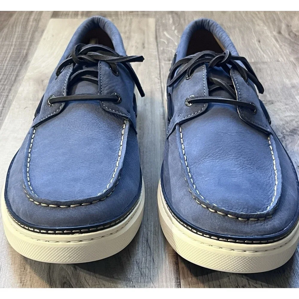 Johnston & Murphy McGuffey 2 Boat Shoe Size 13M Blue Leather Suede Tie NWOB